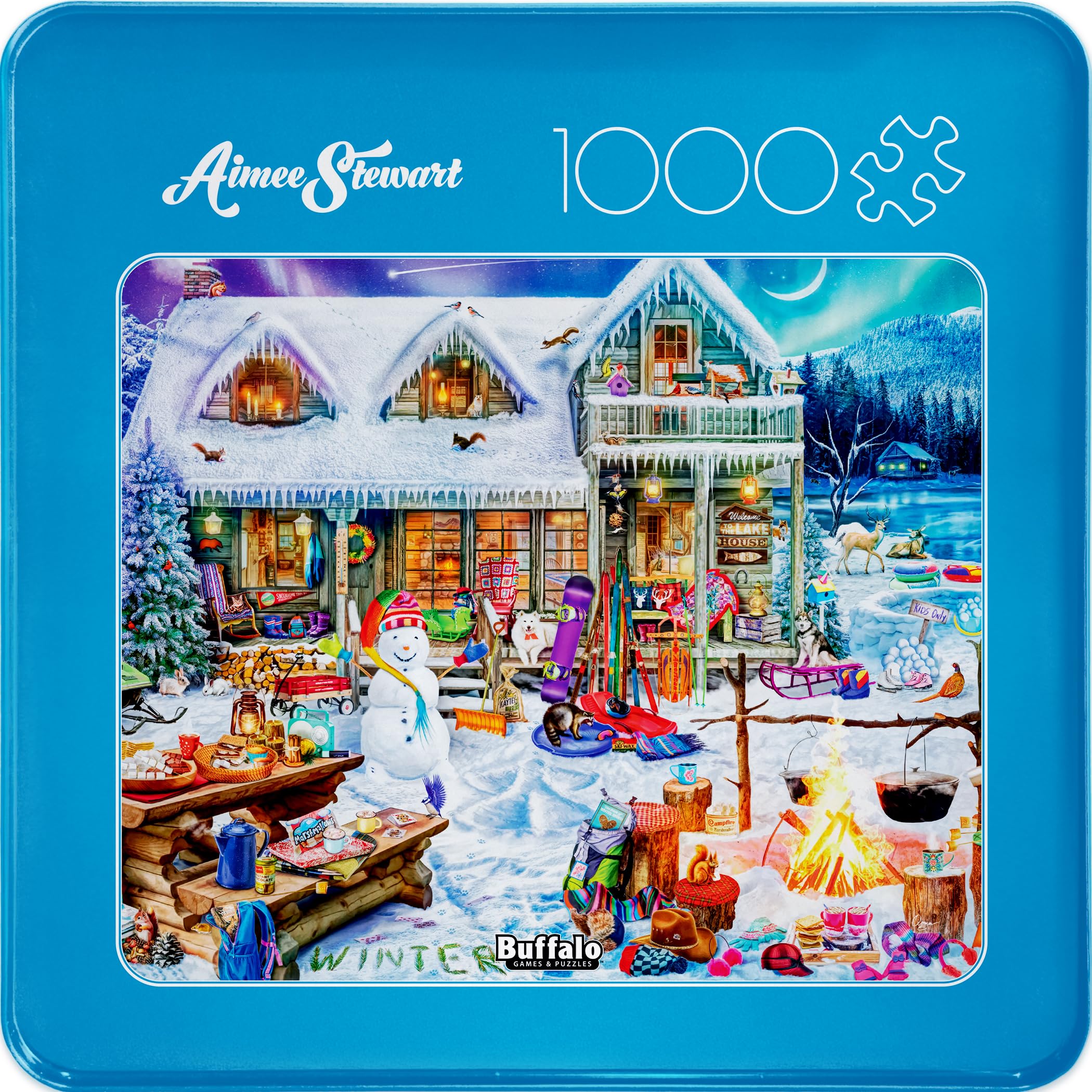 Buffalo Games Winterland Fun full-size poster reference helps you assemble the image.