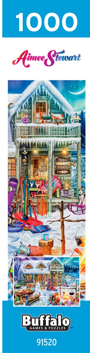 Buffalo Games Winterland Fun puzzle picnic table, intricate details boost engagement during assembly.