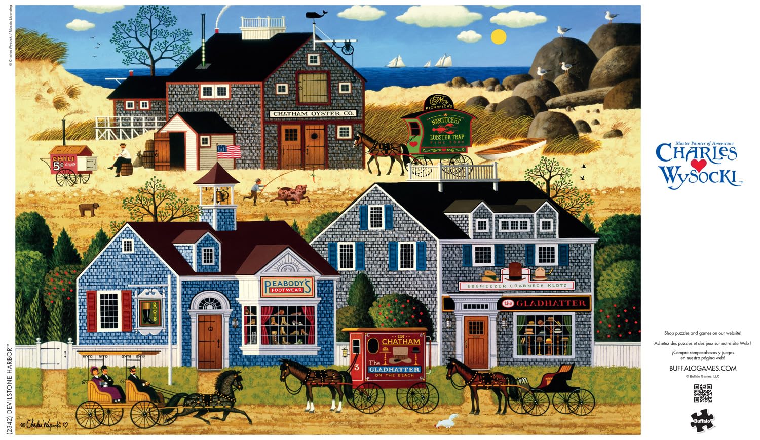 Buffalo Games Wysocki Devilstone Harbor puzzle box and poster included.