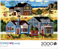 Buffalo Games Wysocki Devilstone Harbor puzzle box art ideal for stress-free gift nights.