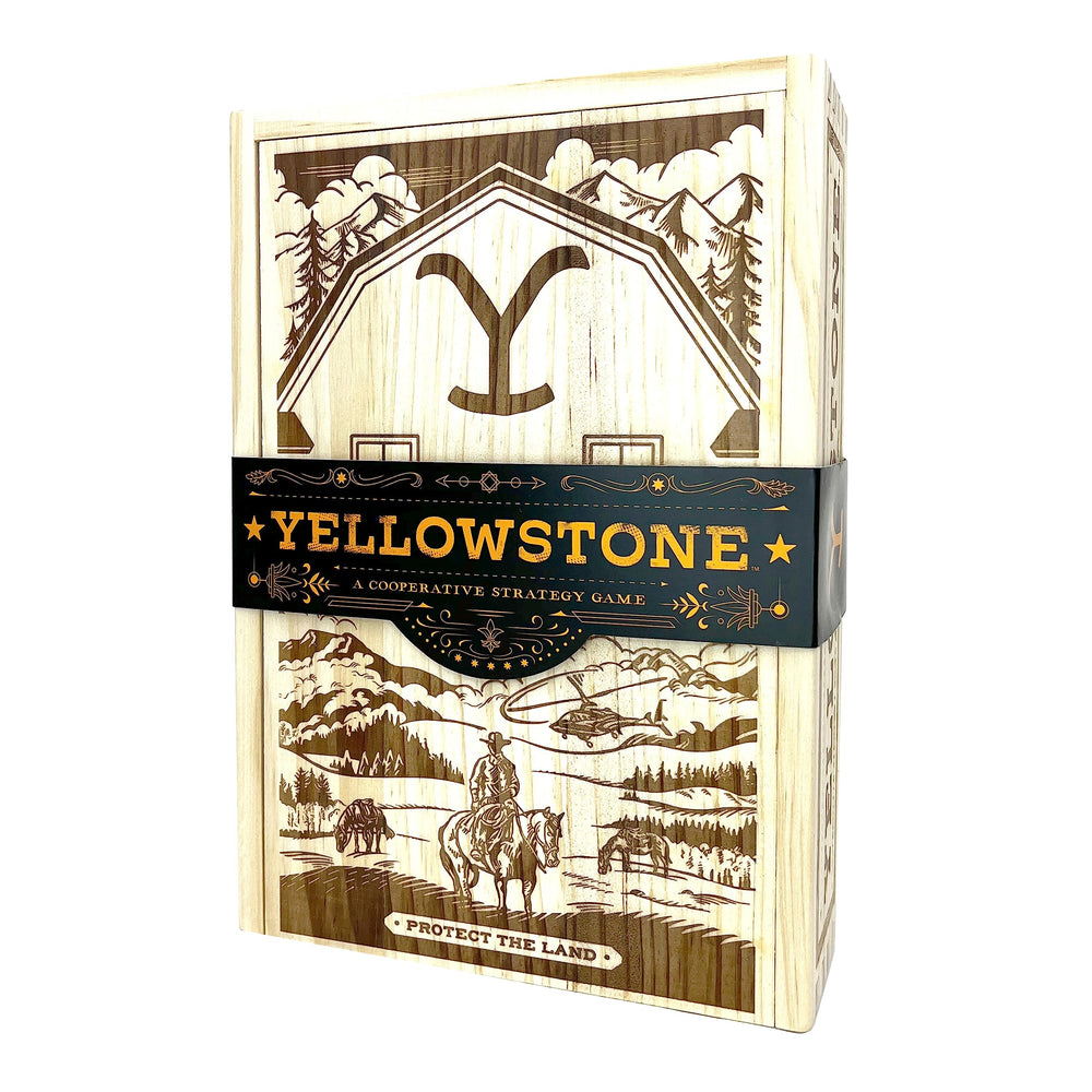 Buffalo Games Yellowstone cooperative board game box for immersive family strategy.