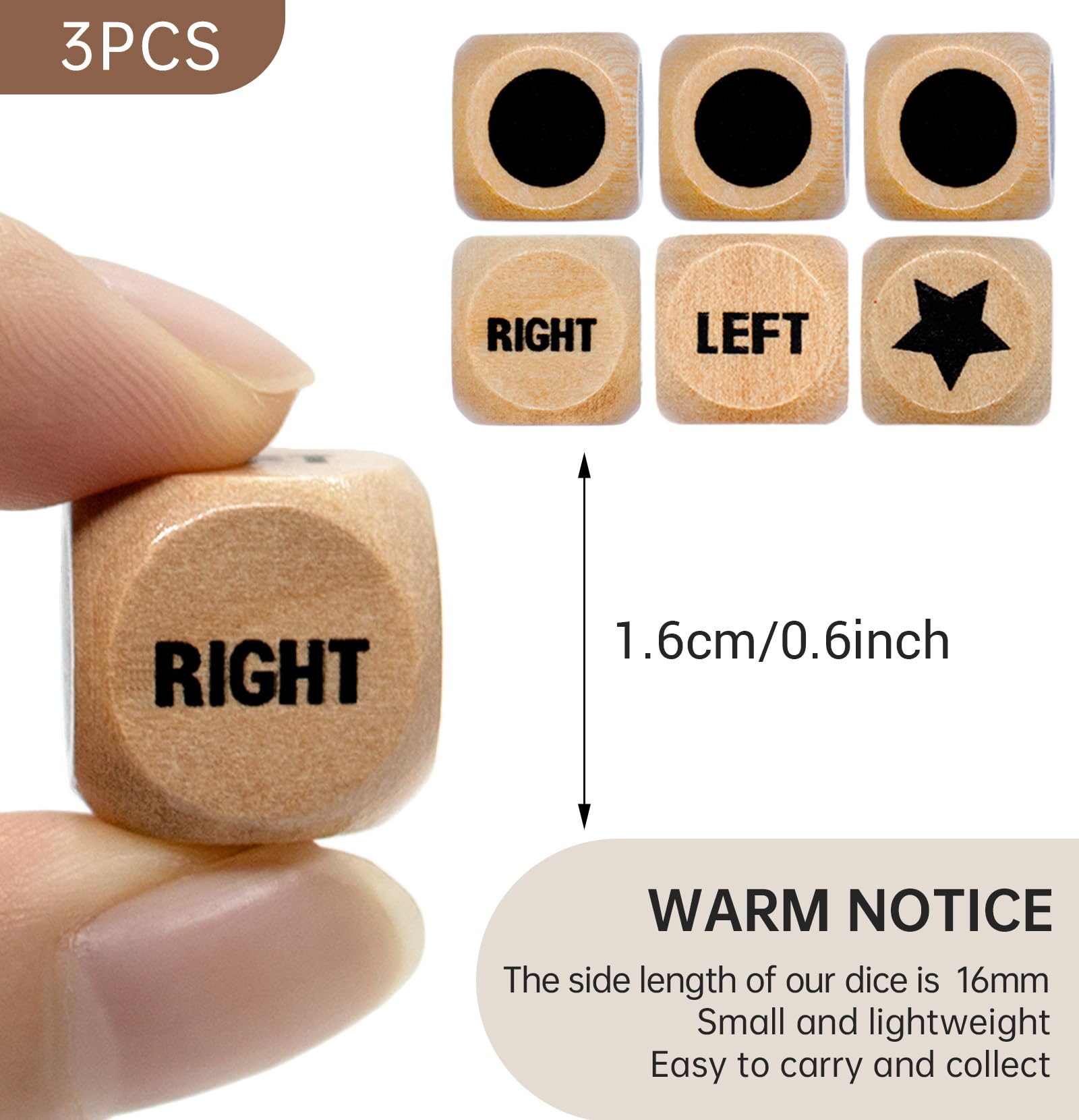 Buffsiss wooden dice set, durable for family play.