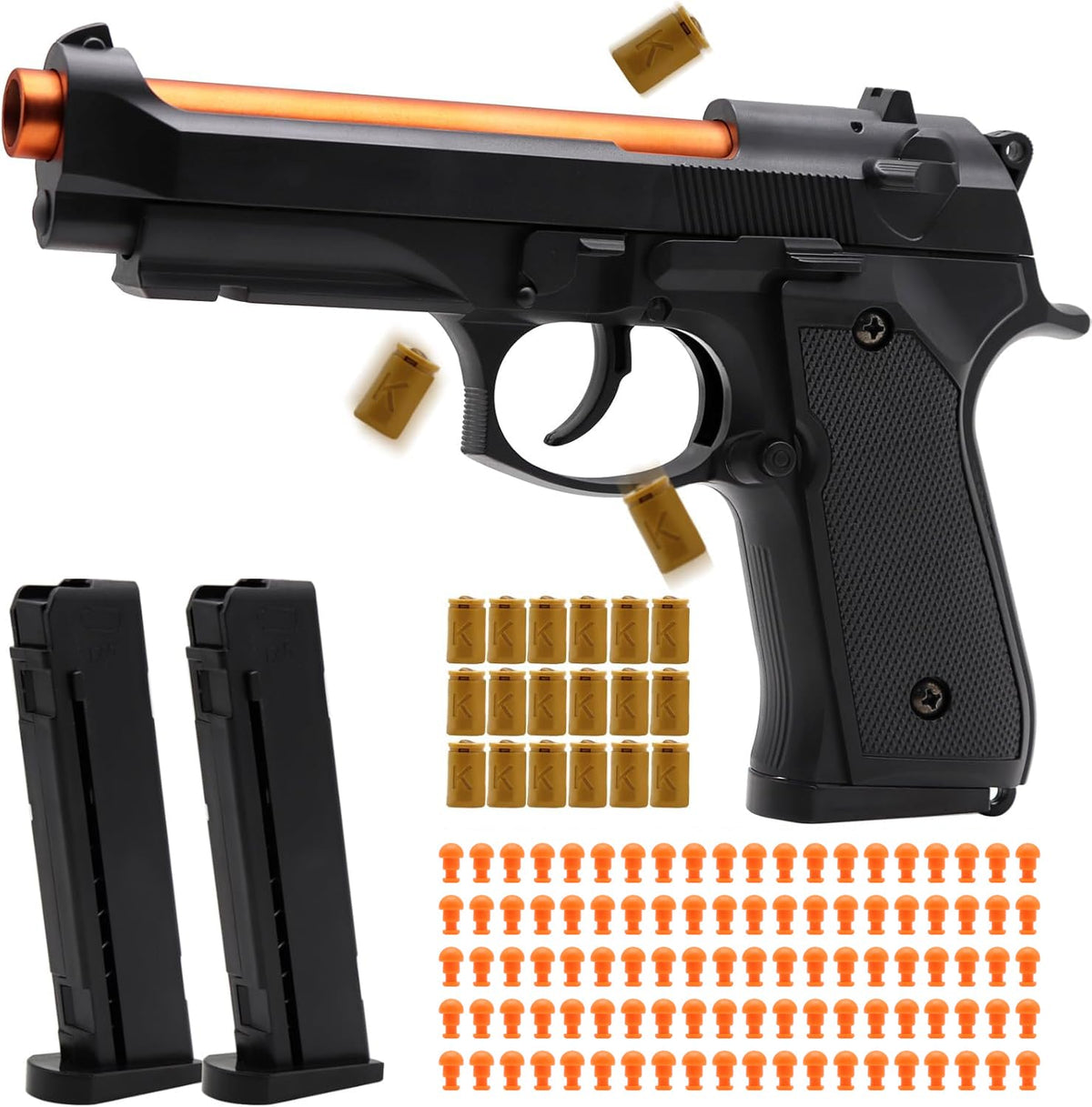 Bugrtey shell ejecting toy gun in action for realistic, safe target practice.