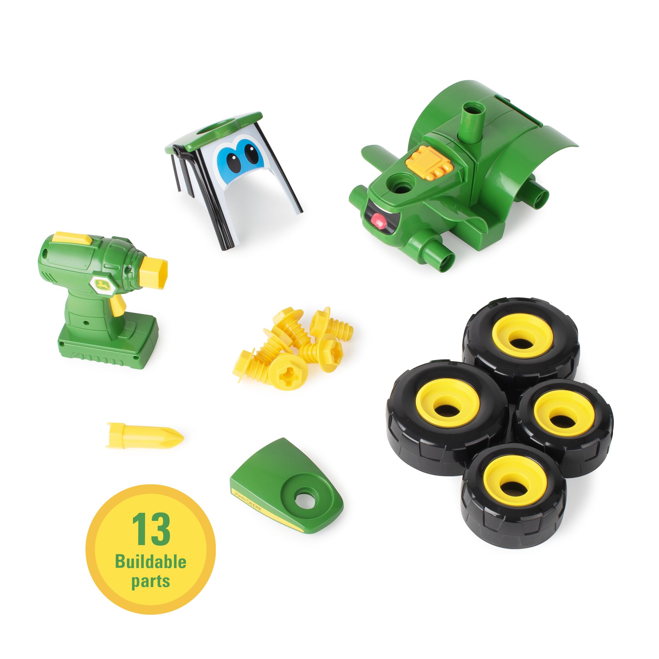 BUILD-A-BUDDY John Deere Tractor friendly face sparks storytelling.