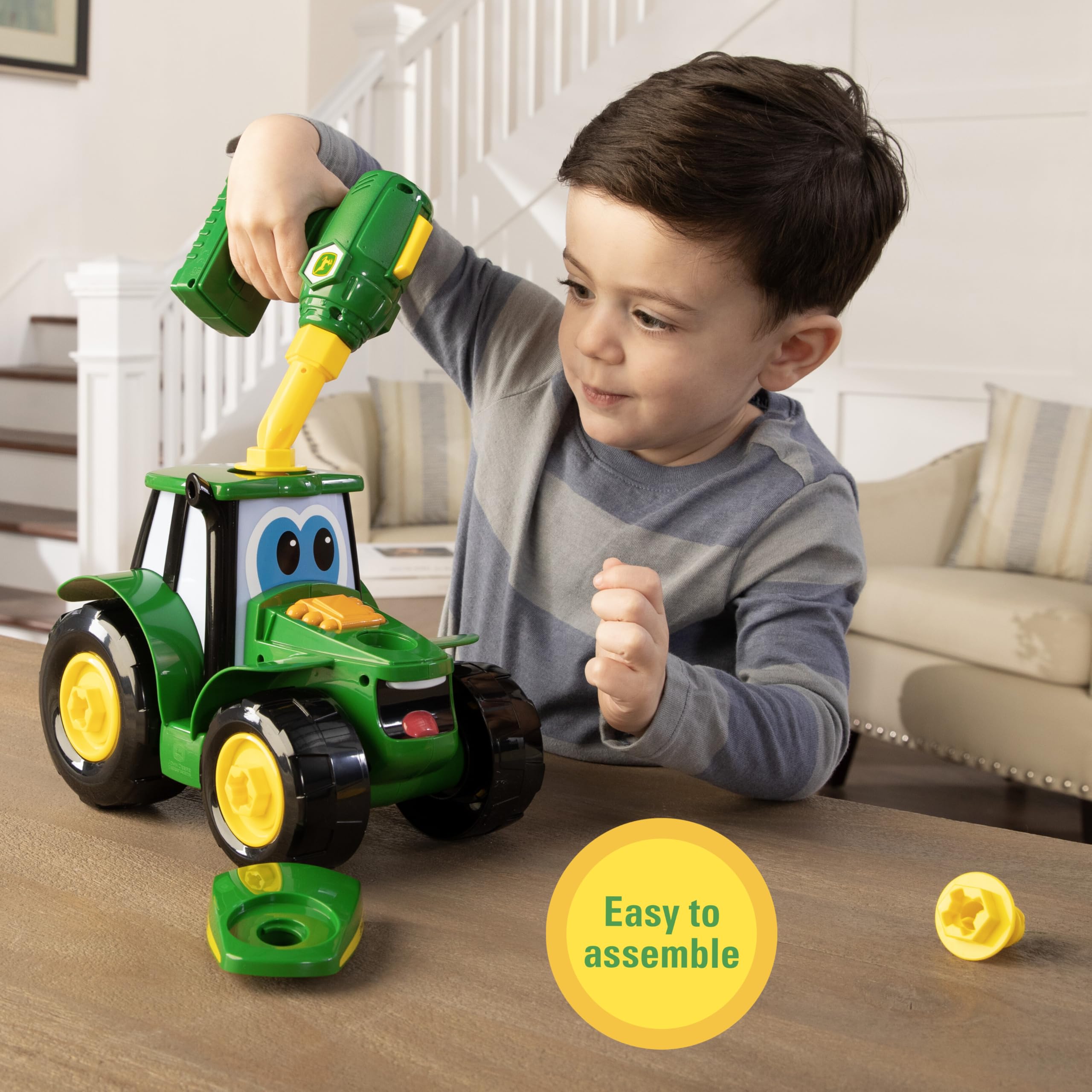 BUILD-A-BUDDY John Deere Tractor licensed graphics appeal to farm toy fans.
