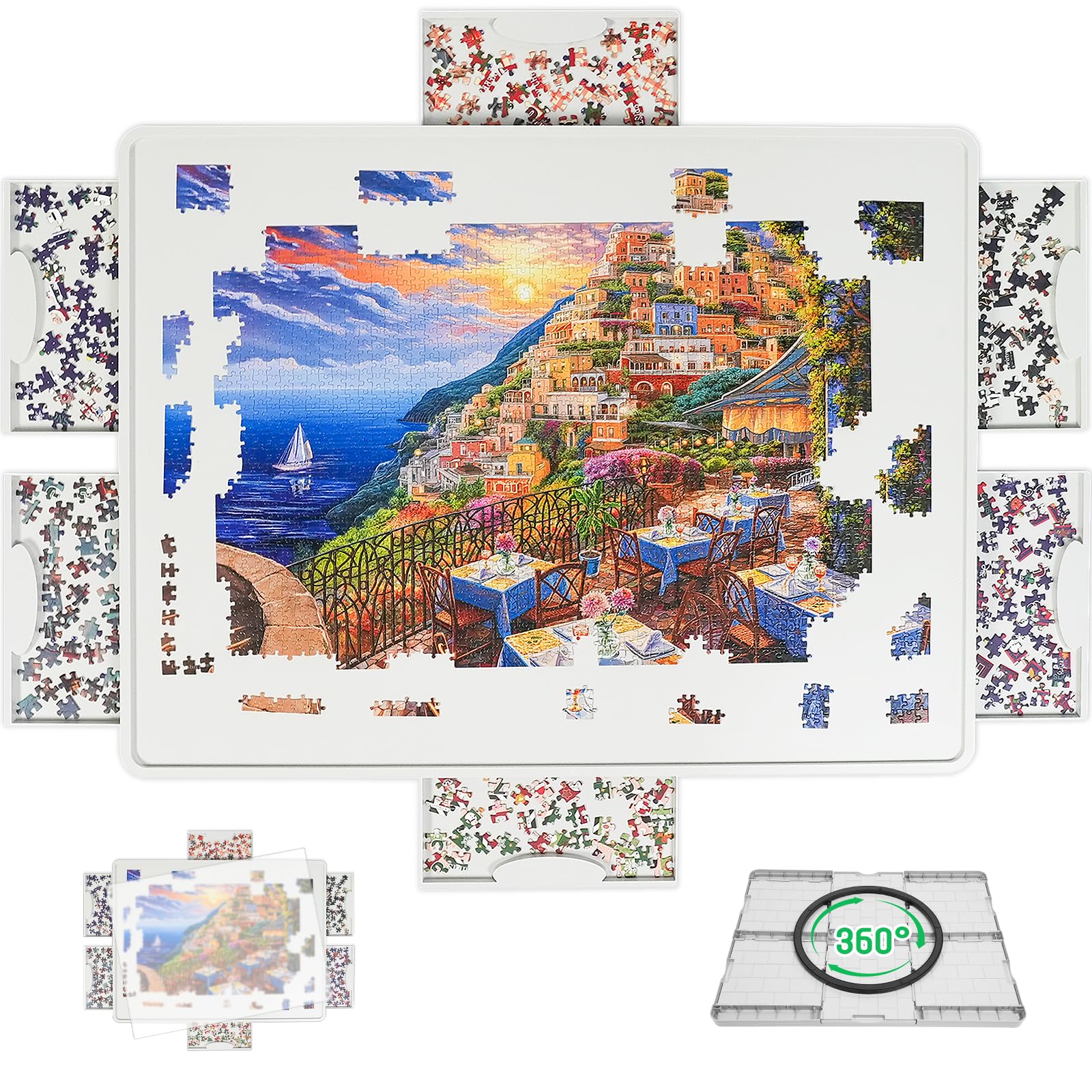 BuilderButler 360° rotating puzzle board for easy access to a large puzzle