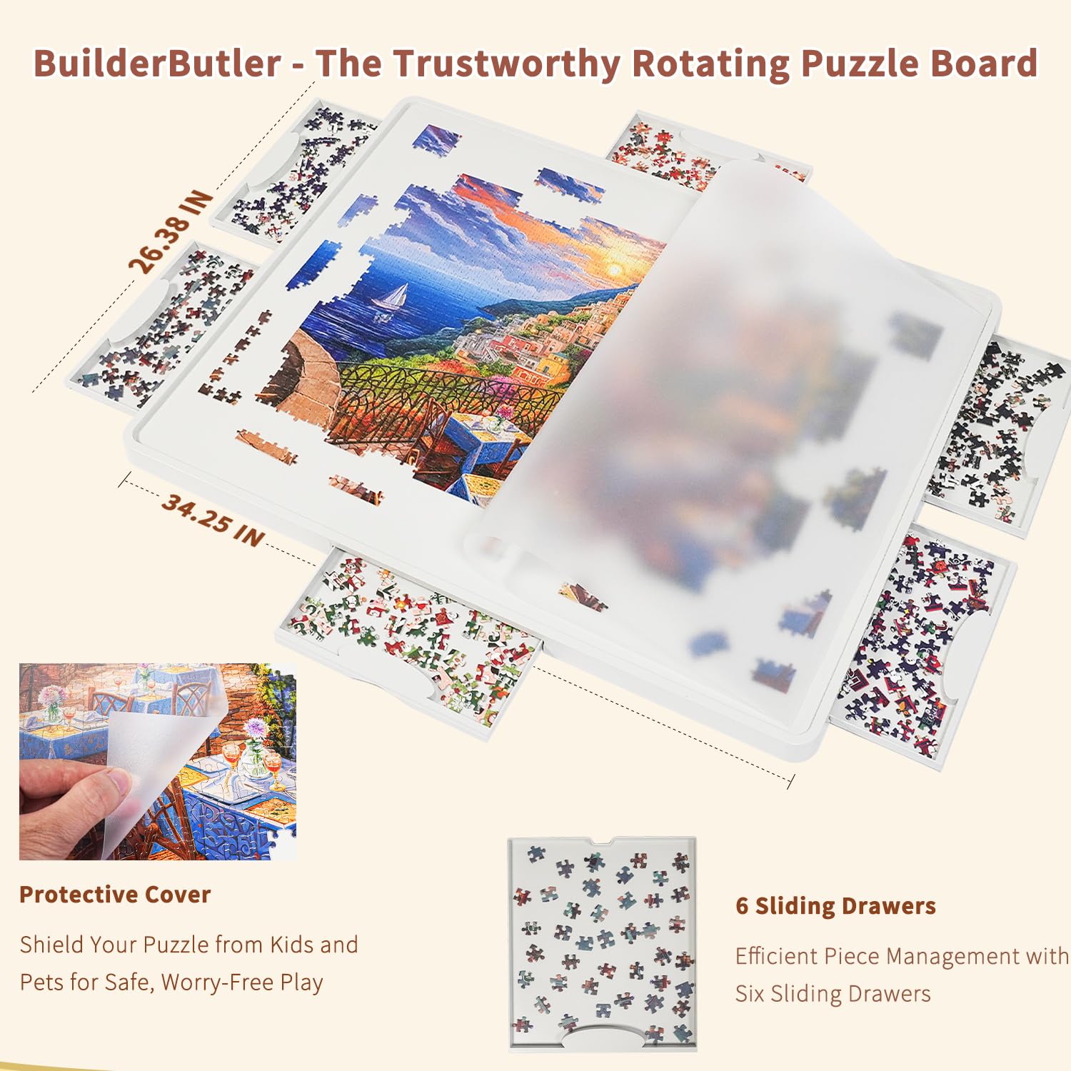 BuilderButler puzzle board drawers keeping pieces organized on the go
