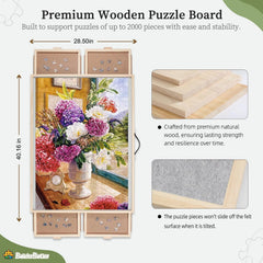 BuilderButler tilting puzzle board angle for ergonomic puzzling and better posture.