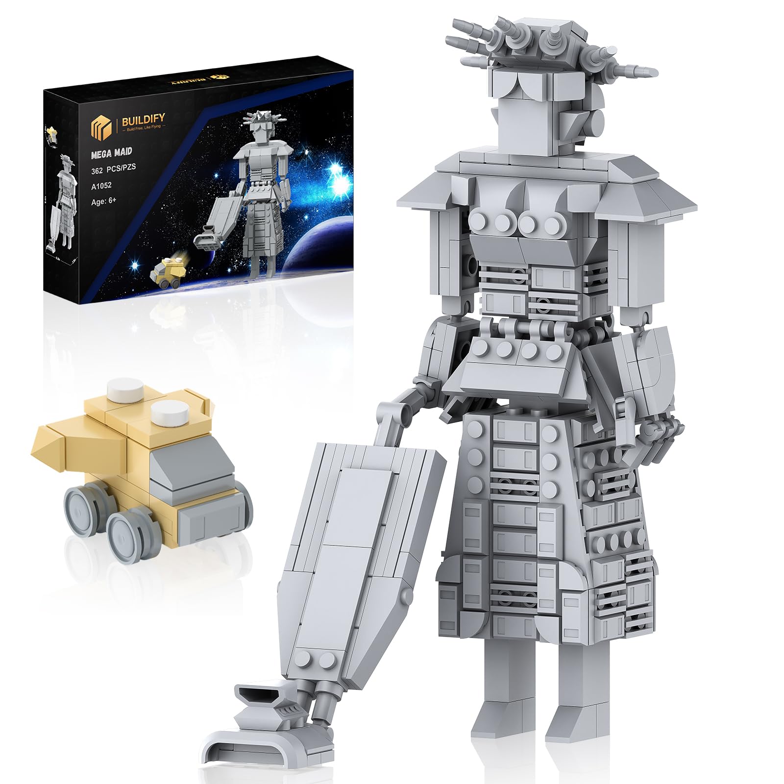 BUILDIFY Mega Maid Spaceball I box art, gift-worthy display piece for space fans.
