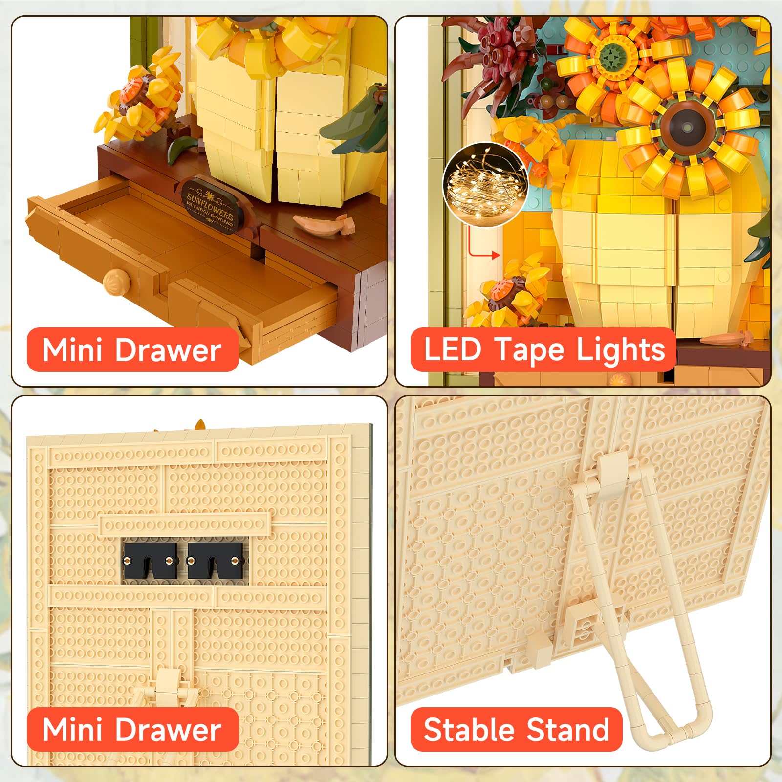 BUILDIFY Gift-ready packaging highlights artistic presentation of sunflowers.