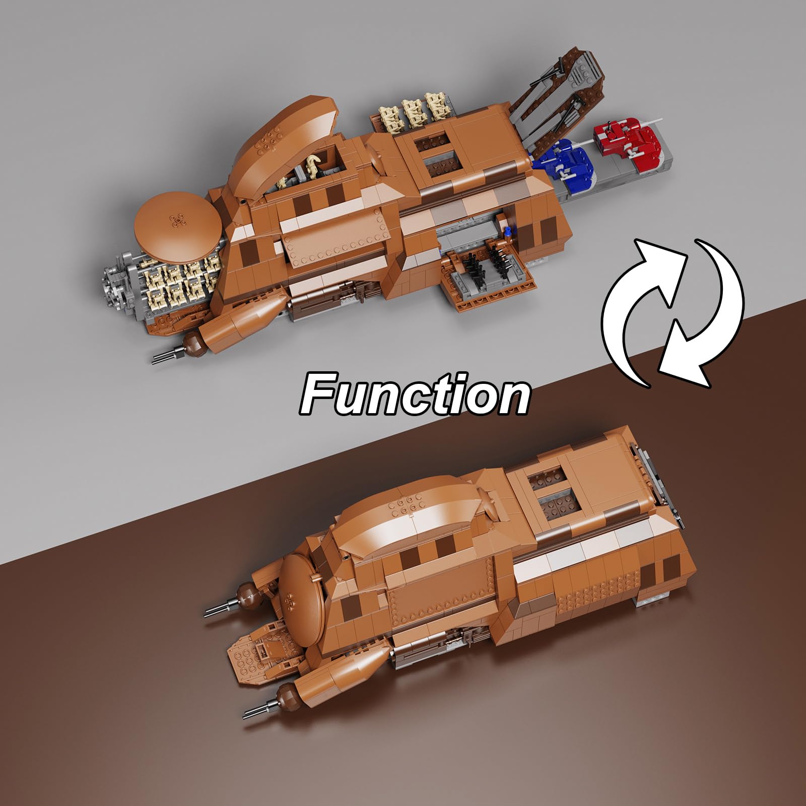 BuildingBoat Gear-activated front platform extends for dynamic staging.