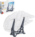 BuildingBoat Millennium Falcon vertical bracket side view for space-saving display