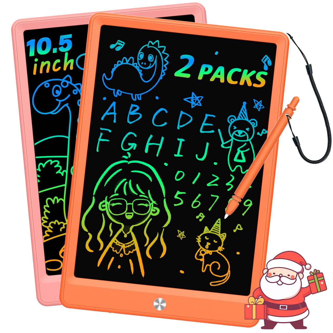 BUKEBU LCD writing tablet in orange-pink for colorful kids doodles and imagination.
