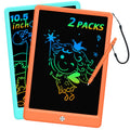 BUKEBU LCD writing tablet front view with colorful doodles, kid-friendly and eye-friendly.
