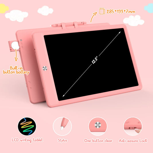 BUKEBU LCD Writing Tablet 12.5-inch color lines close-up showing vibrant drawing