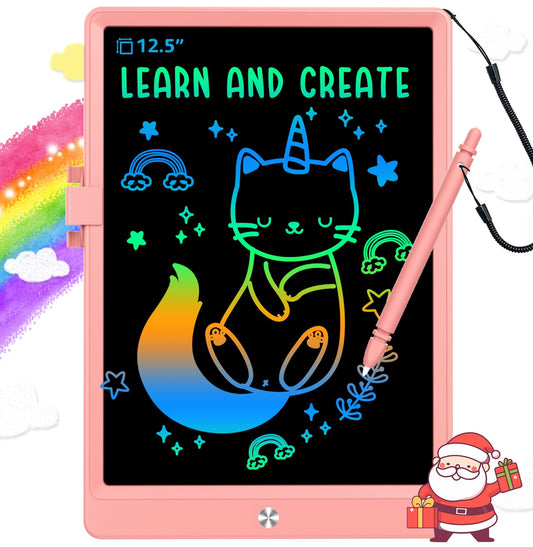 BUKEBU LCD Writing Tablet front view in pink for mess-free doodling on the go