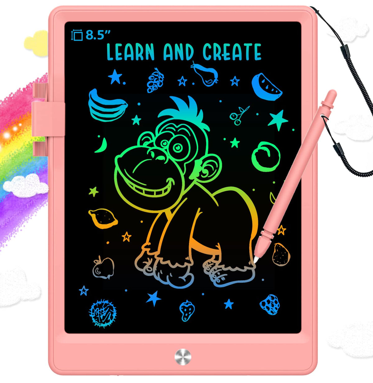 BUKEBU 8.5-inch LCD writing tablet front view supports eye-friendly drawing for kids.