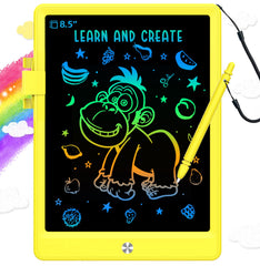 BUKEBU 8.5-inch LCD doodle board front view for kids with safe screen and colorful lines.