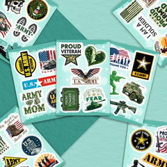 BulbaCraft army stickers on a journal personalize your notes with rugged charm.