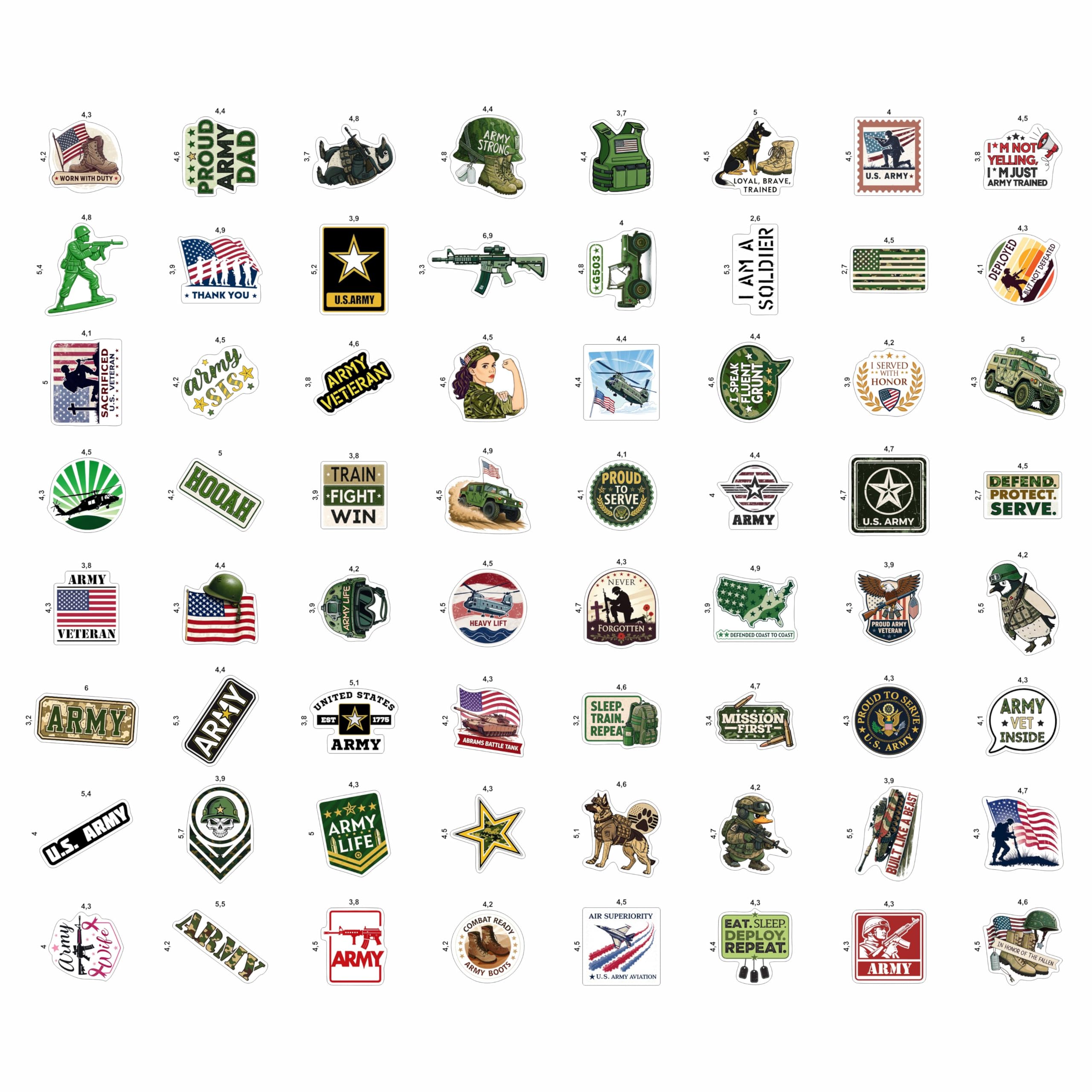 BulbaCraft army stickers on a skateboard withstand daily wear and water exposure.