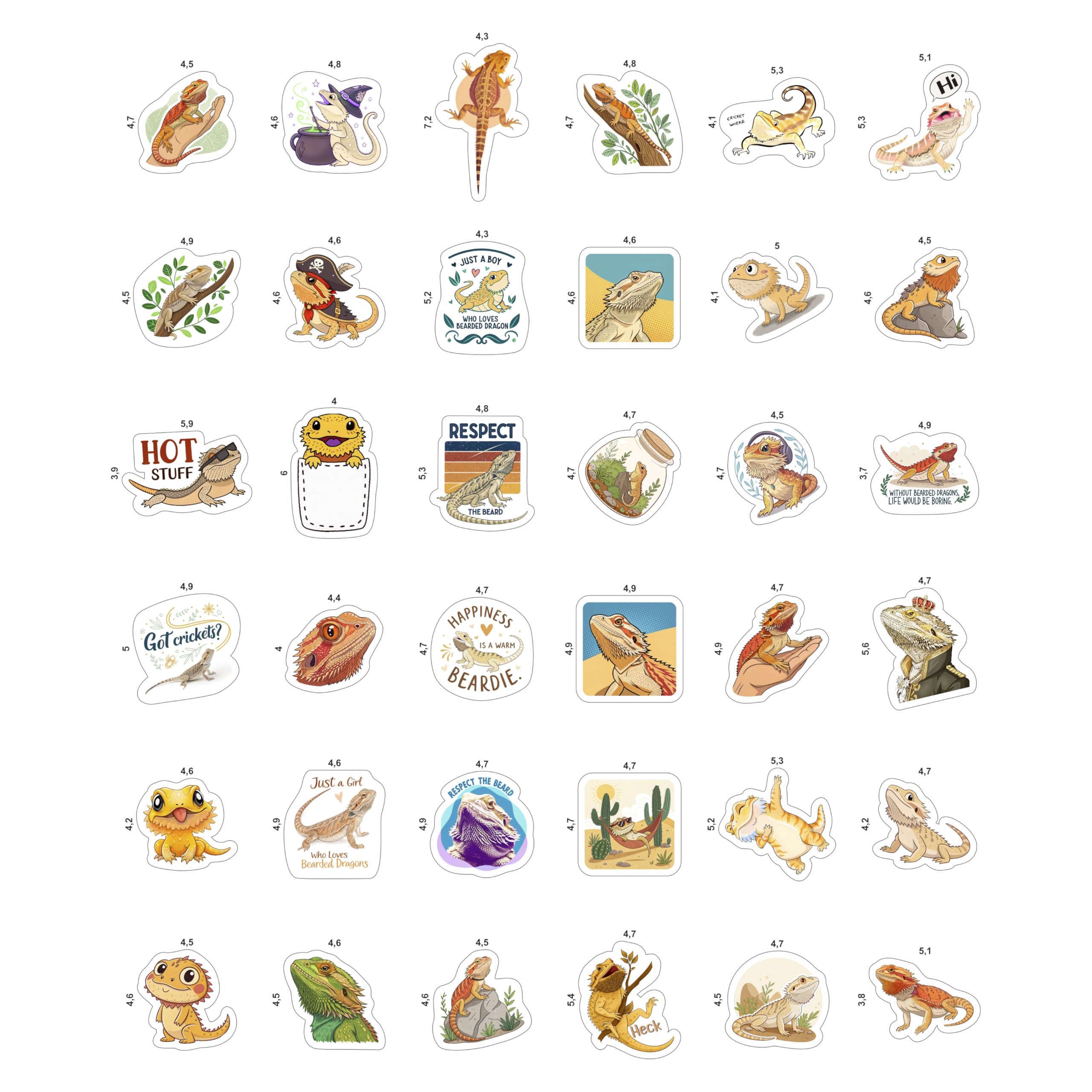 BulbaCraft Bearded Dragon stickers on a car window, weather-ready and fade-proof