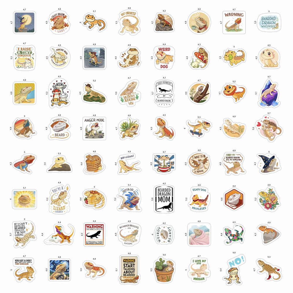 BulbaCraft Bearded Dragon stickers on a laptop, easy to apply and customize