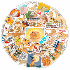 BulbaCraft Bearded Dragon stickers on a water bottle, waterproof and durable for daily use