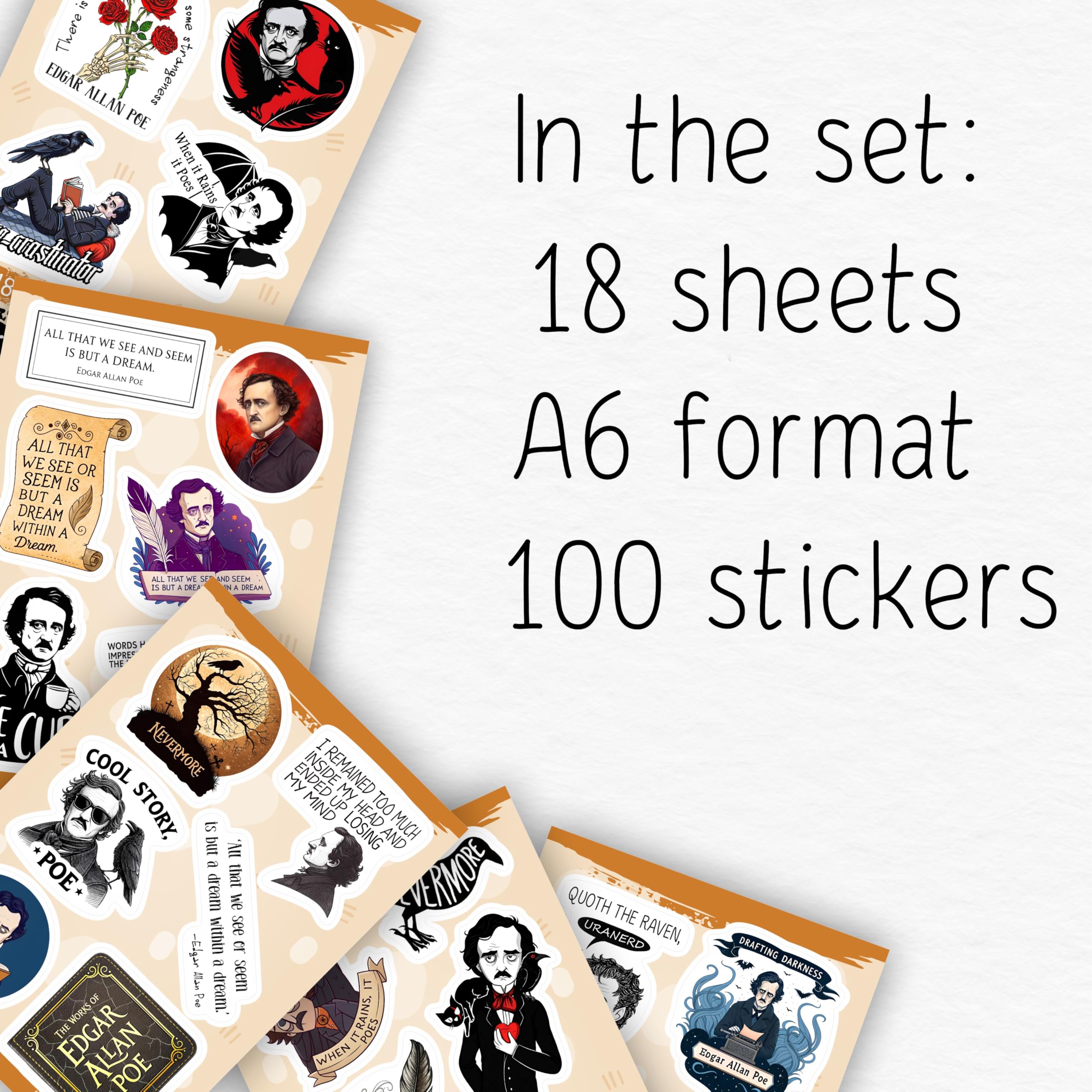 BulbaCraft Edgar Allan Poe laptop sticker adds style with secure adhesion.