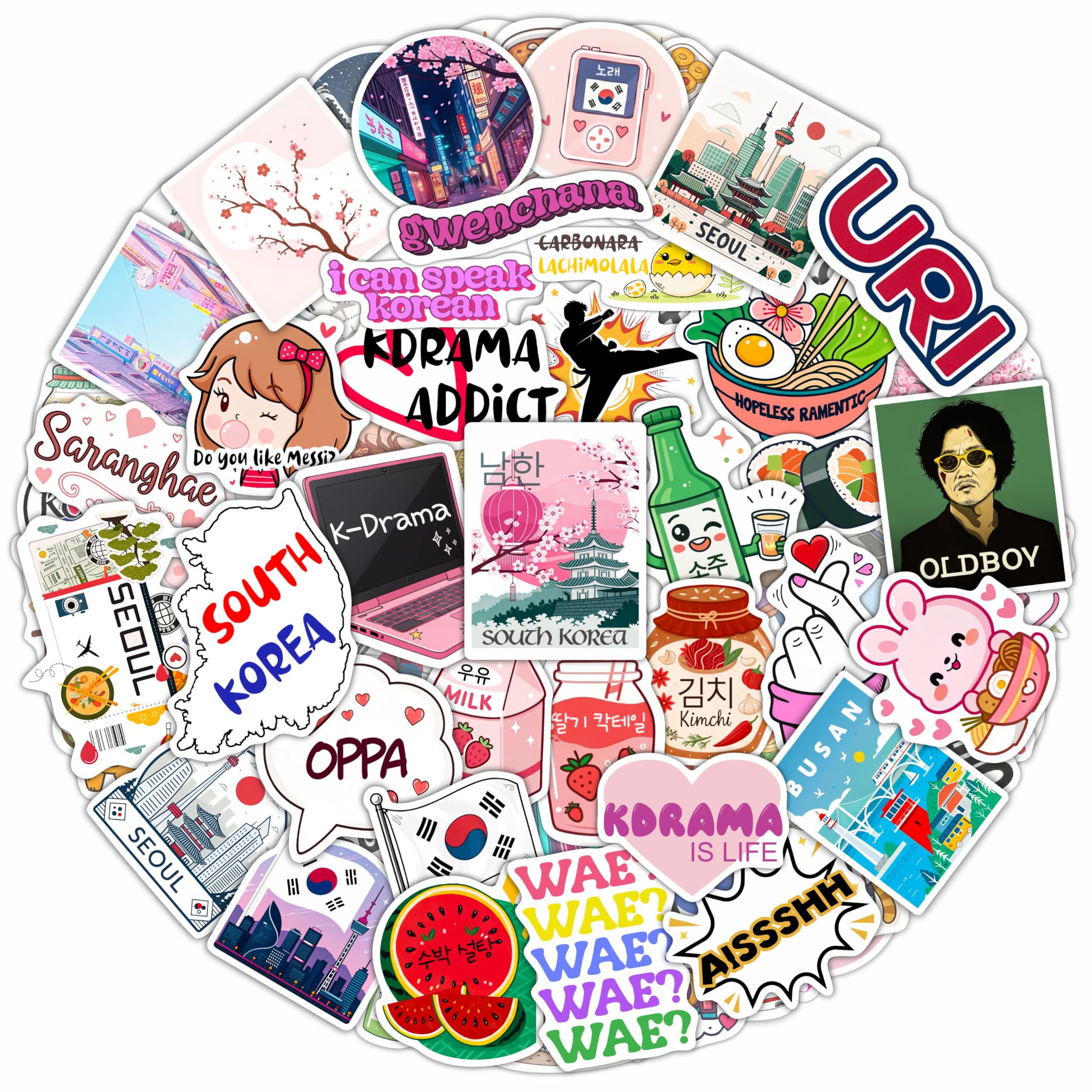 BulbaCraft South Korea stickers on luggage for durable travel decor