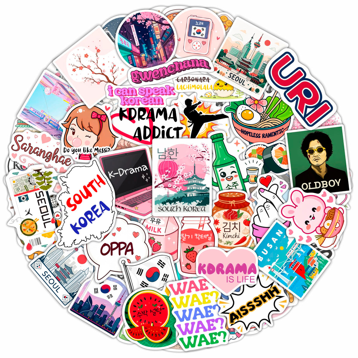 BulbaCraft South Korea stickers on luggage for durable travel decor