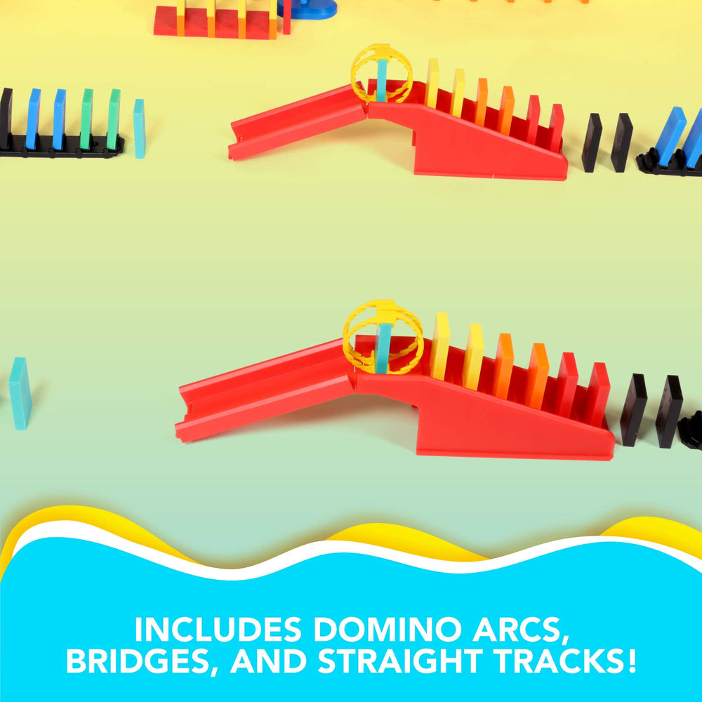 Bulk Dominoes Pro-Domino Kit arcs illustrate curved paths for dynamic builds.