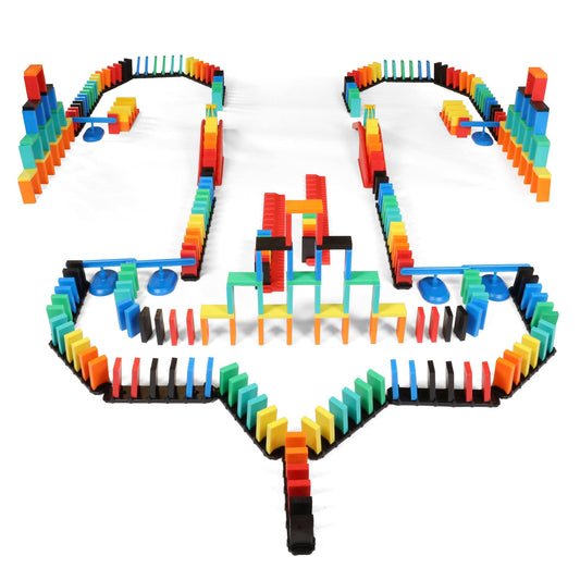 Bulk Dominoes Pro-Domino Kit bridge setup for stable toppling and creative builds.