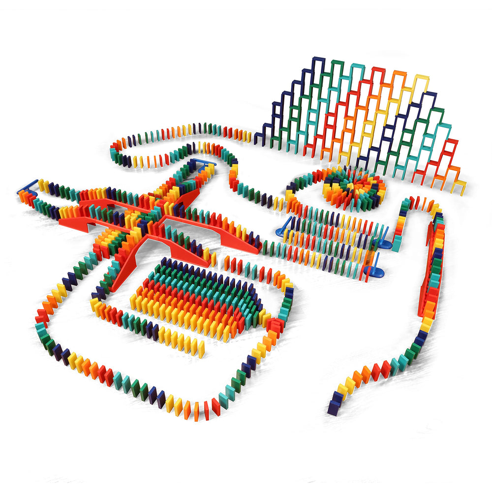 Bulk Dominoes Pro-Domino Kit shows mixed pieces for STEM play and creativity.