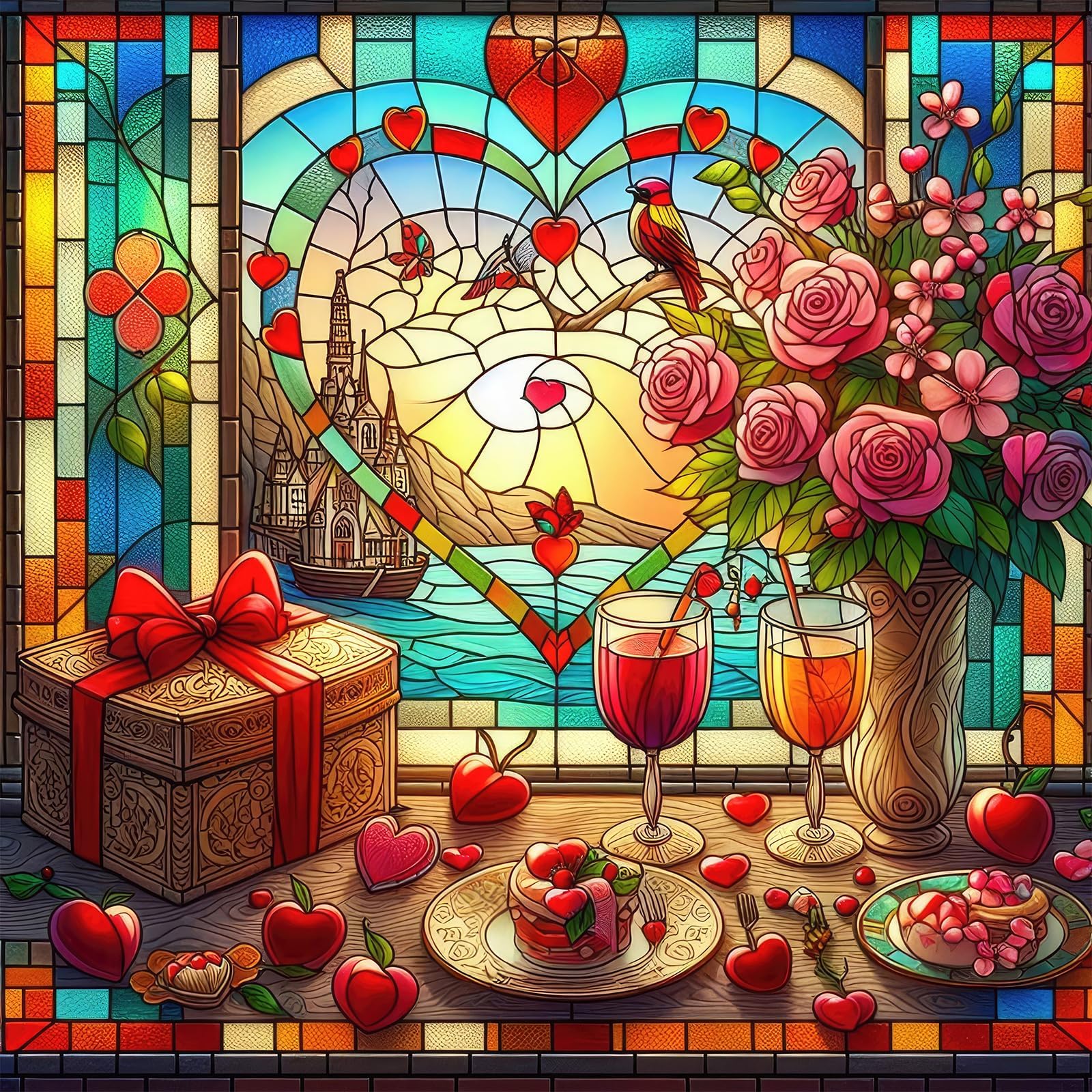 Bullglesup 1024-piece heart puzzle with poster back for easy sorting and mindful solving.