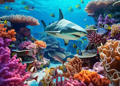Bullglesup shark whale puzzle poster back shows vibrant artwork ready for display.