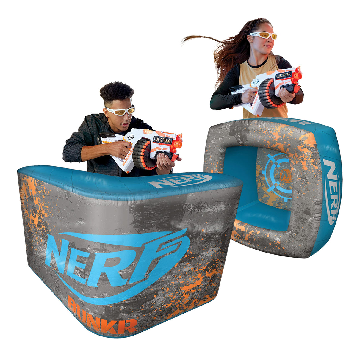 BUNKR Battle Switch Chair top view, compact seating for quick Nerf battles.