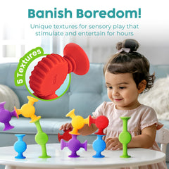 BUNMO suction toys stuck on a window invite creative, mess-free play.