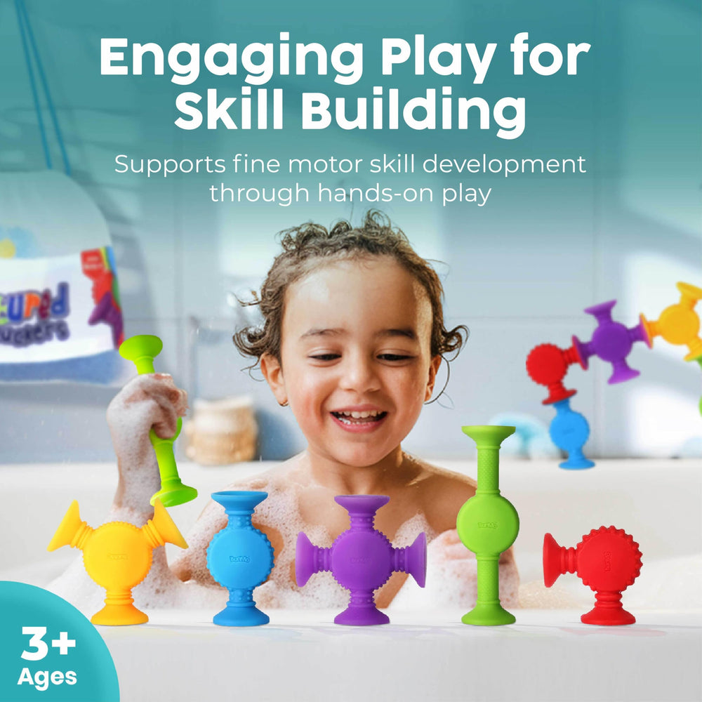 BUNMO textured suction toy provides satisfying sensory exploration for little hands.