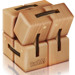 BunMo beechwood infinity cube close-up showing natural grain and refined finish