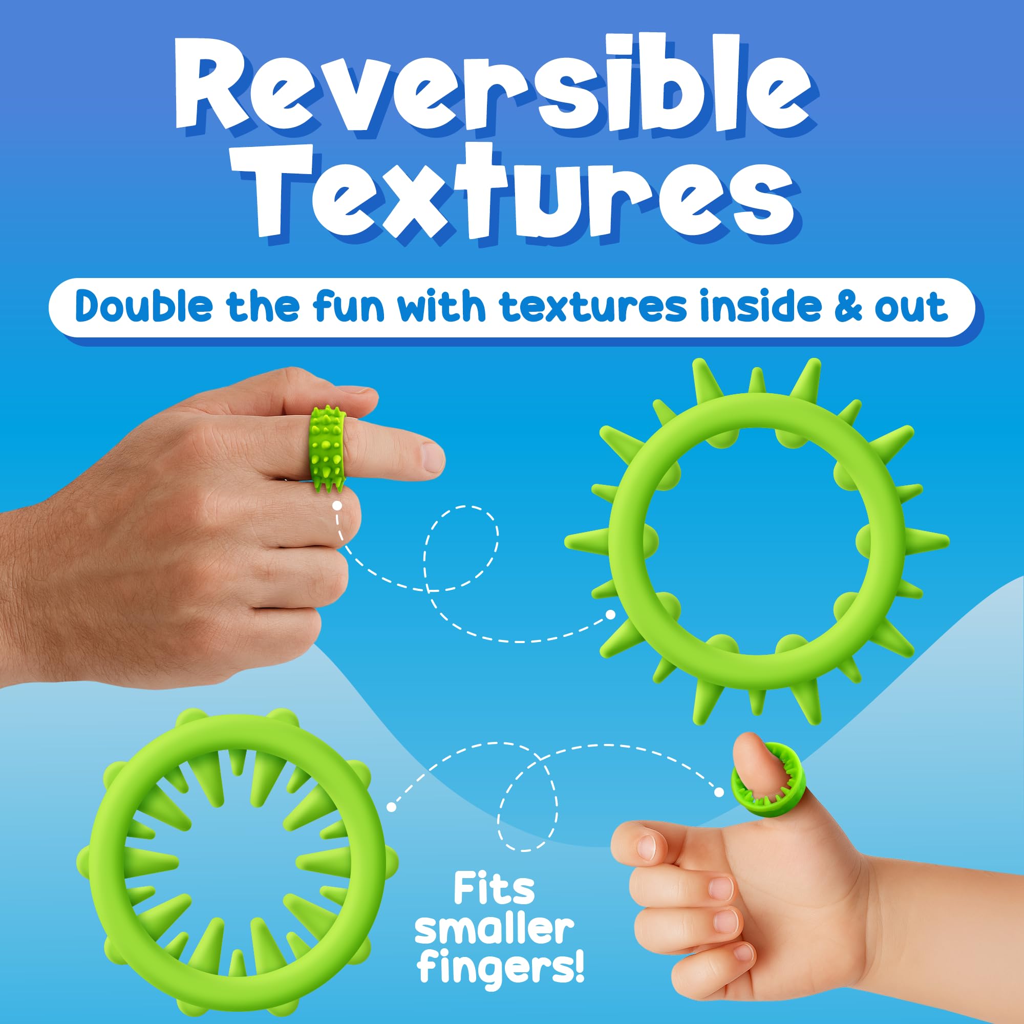 BunMo fidget rings texture smooth closeup, soft silicone for comfortable tactile exploration.