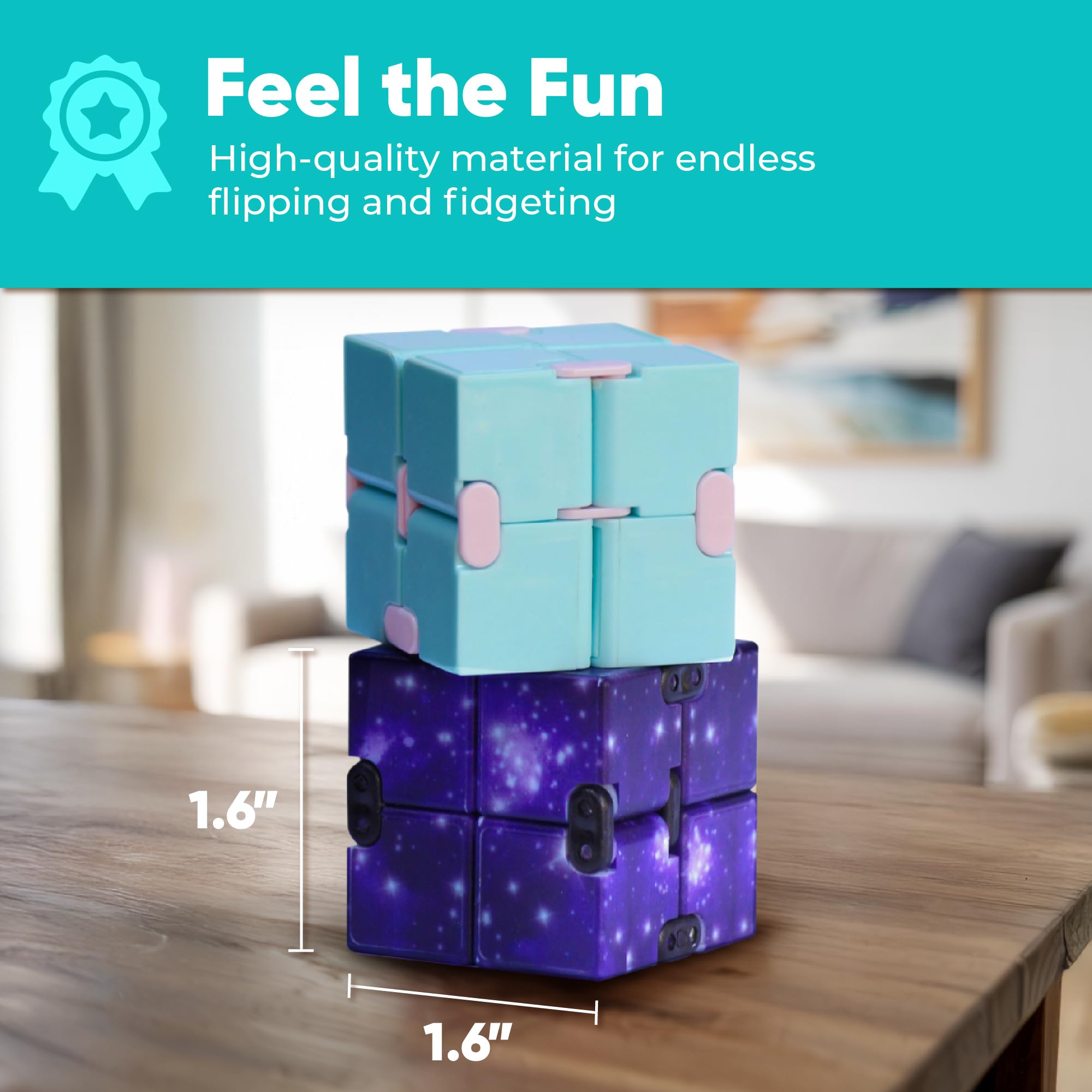 BunMo Infinity Fidget Cube on a desk setup for study or work.
