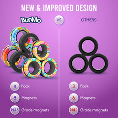 BUNMO magnetic fidget rings rainbow design encourages creativity and social play.