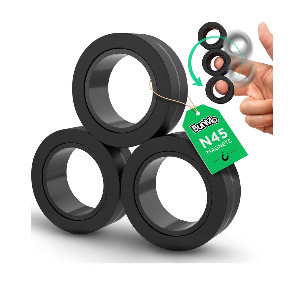 BunMo Magnetic Rings black with eight magnets for smooth fidgeting