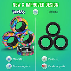 BunMo Magnetic Rings multicolored pack showcasing portable, discreet fidget tool.