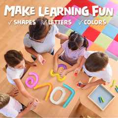 BUNMO Pop Tubes curved shapes aid bilateral coordination in creative building.