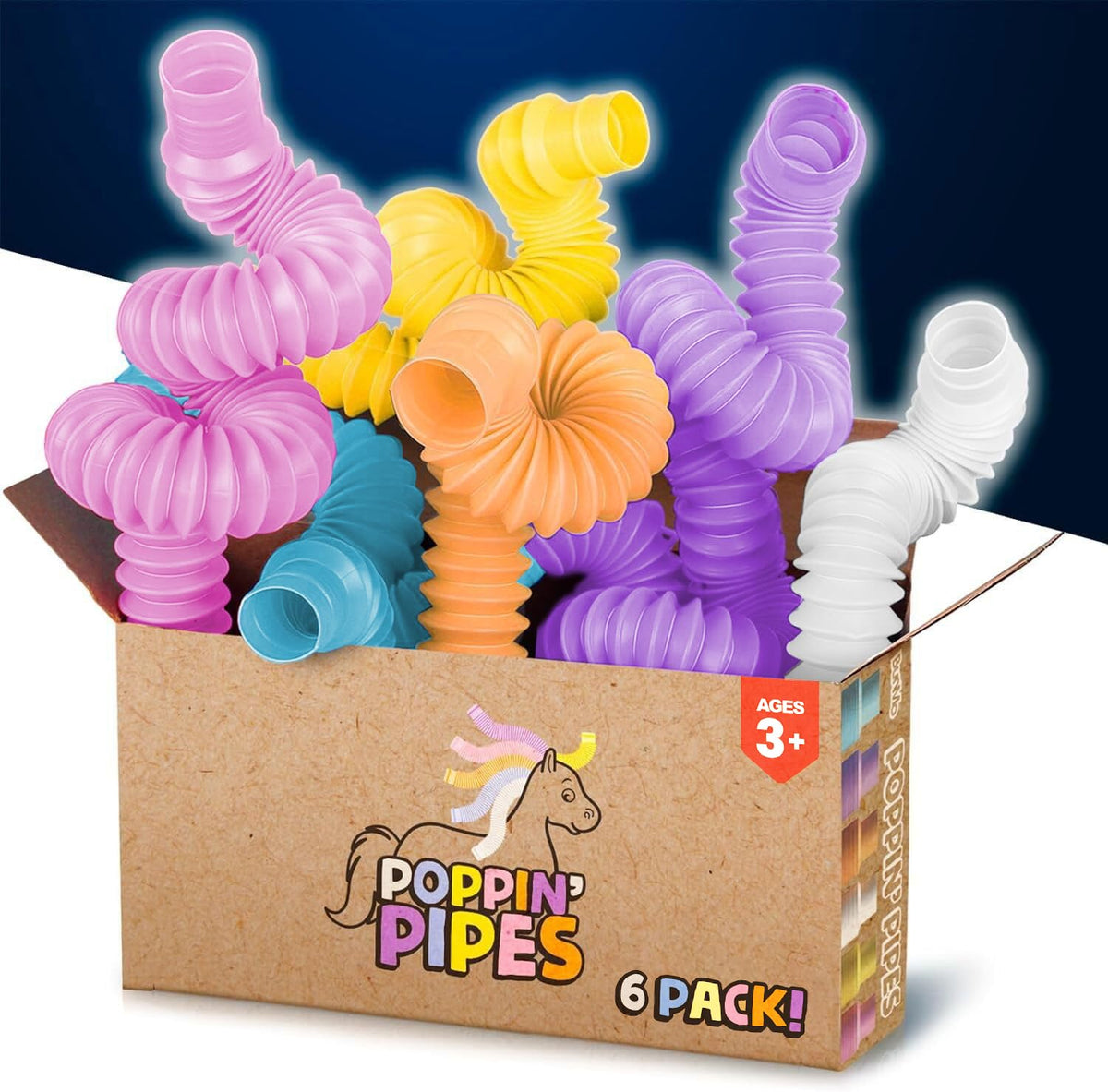 BUNMO Pop Tubes colorful cluster for tactile play and visual engagement.