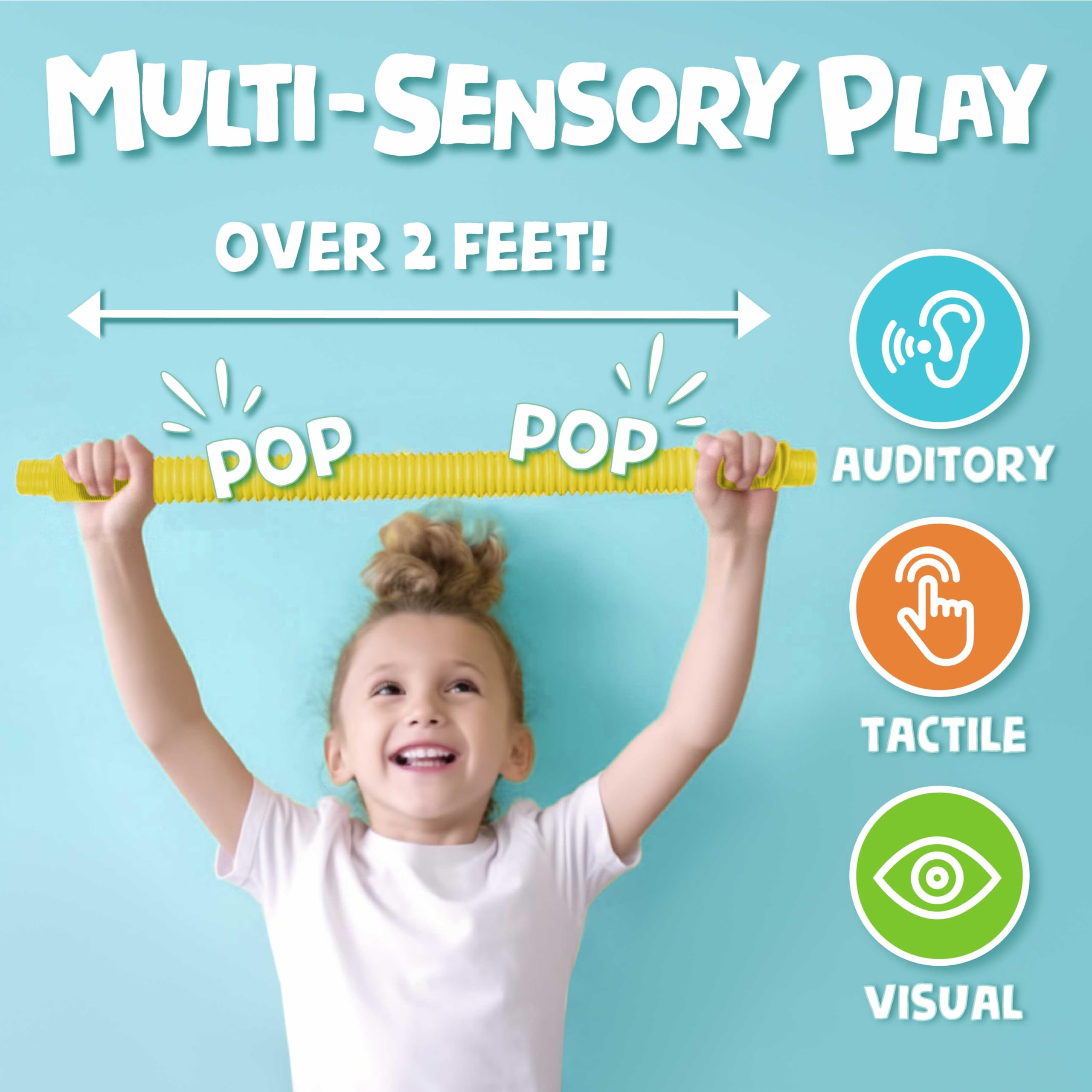 BUNMO Pop Tubes flexible tubes for stretchable construction and fine motor skill practice.