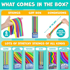 BUNMO Stretchy Strings with easy-clean bright design for mess-free play.