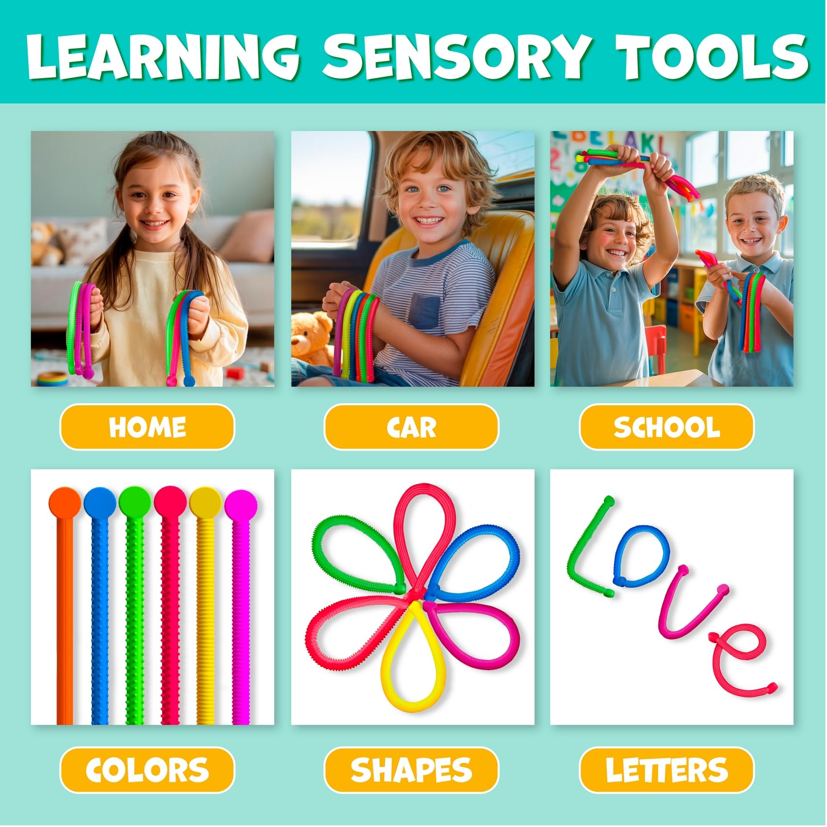 BUNMO Stretchy Strings extend over three feet for versatile play.