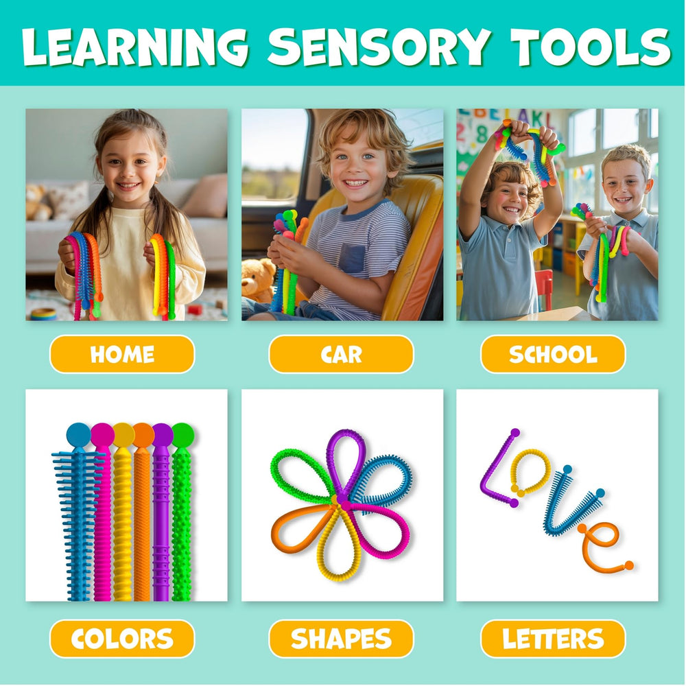 Bright, latex-free materials offering safe tactile exploration for kids and adults.